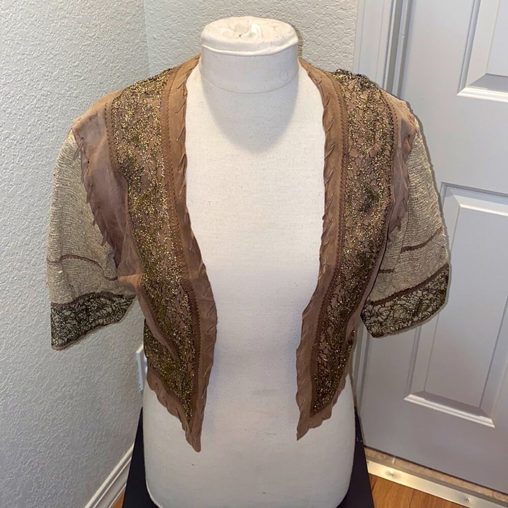 Moschino Vintage 1990s Western Tan Suede Leather Bolero Jacket EUC Sz 8